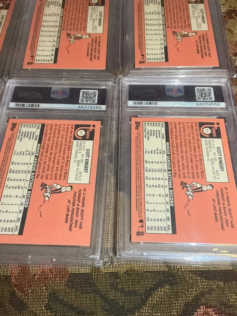 1 Scott Kingery 2018 Topps Heritage #511 rookie card Graded PSA 10
